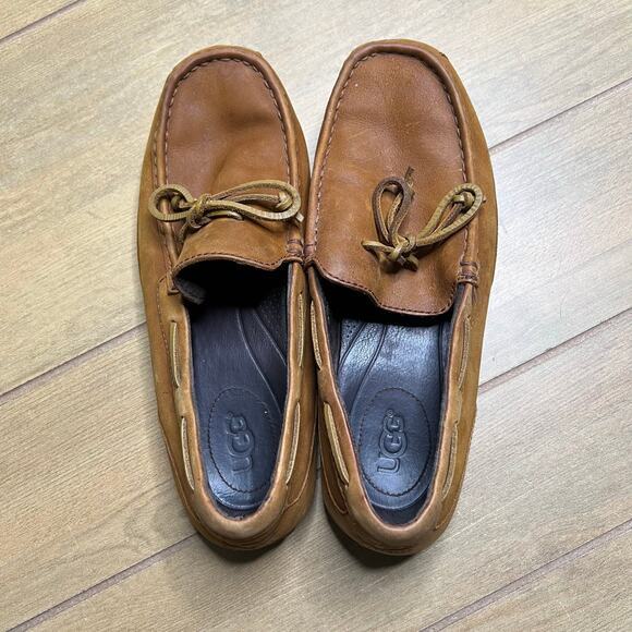 UGG‎ Slippers Mens SZ 10 Loafers Chester Brown Leather Slip On Shoes boho Casual main image 14